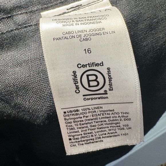 Athleta 100% Linen Cabo Linen Jogger Pants Women's Black Athleisure 16 EUC - Picture 4 of 6